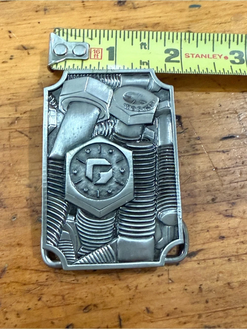 Vintage Lawson Belt Buckle 1978 Nuts & Bolts Solid- Silver Tone